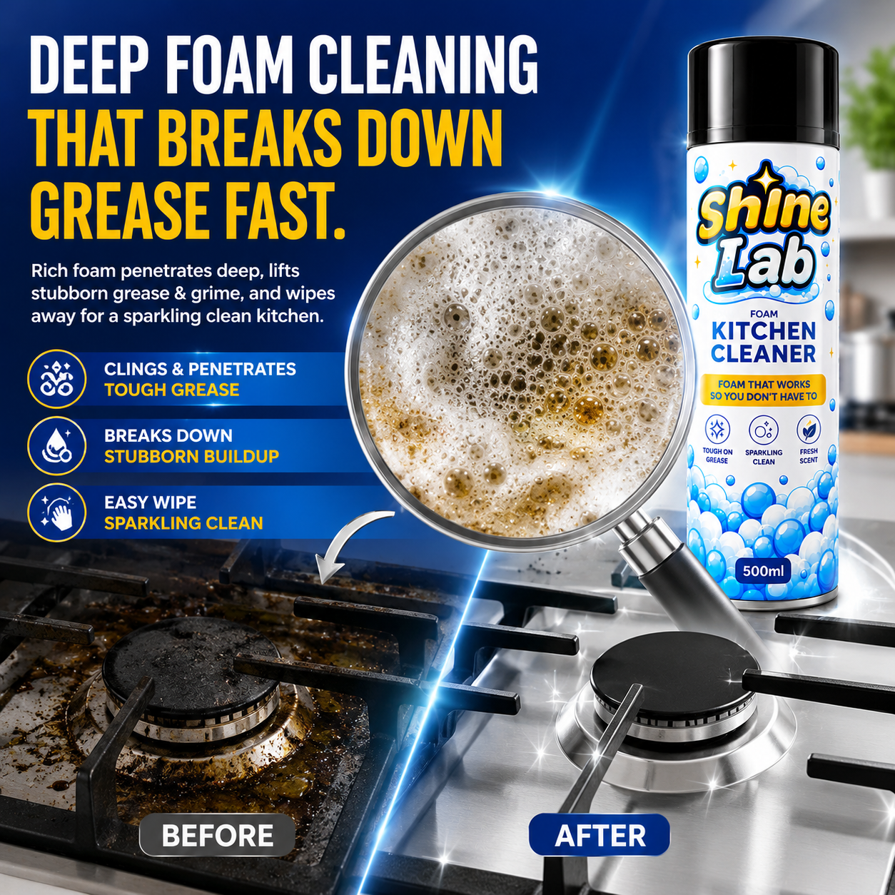 Shine Labs™ Foam Kitchen Cleaner
